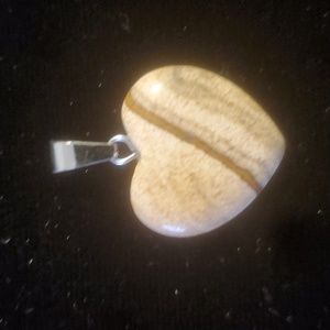 New Carved Heart Shaped Picture Jasper Pendant.